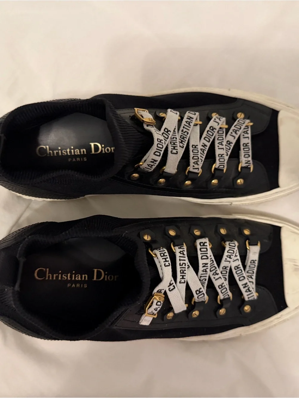 Dior Black High-Top Sock Sneakers with Branded Ribbon Laces